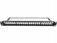 Patch panel pusty 19" modularny 24 porty 1U z podporą, niewyposażony ALANTE