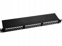 Patch panel 1U/19 cali STP ekranowany 24 porty kat. 6 złącza LSA półka mont