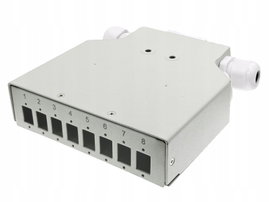 Przełącznica światłowodowa na szynę DIN 8xSC simplex / 8xLC duplex z płytą