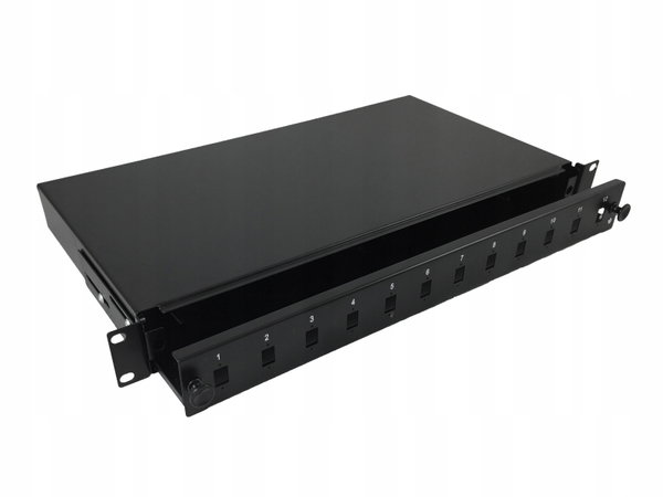 Przełącznica światłowodowa 12xSC simplex / 12xLC duplex 19" 1U z płytą czoł
