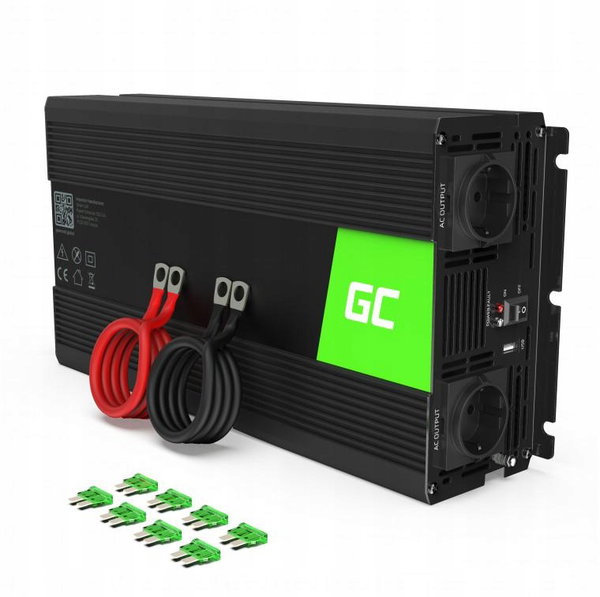 PRZETWORNICA NAPIĘCIA INWERTER Green Cell 24V / 230V 1500W/3000W MODYFIKOWA