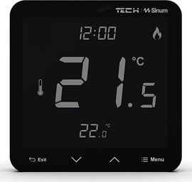 Przewodowy regulator pokojowy sinum czarny R-S3 Tech Sterowniki