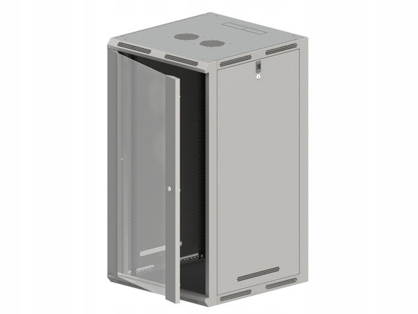 Szafa wisząco/stojąca 19" 21U 600x600, niedzielona, drzwi szklane jednoskrz
