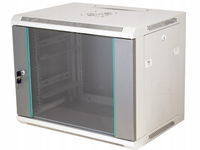Szafa wisząca 19" 9U 600x450, niedzielona, drzwi szklane jednoskrzydłowe, t