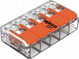 Szybkozłączka uniwersalna LINKA/DRUT 5x 0,2-4mm2 WAGO 221-415 (Paczka 25szt