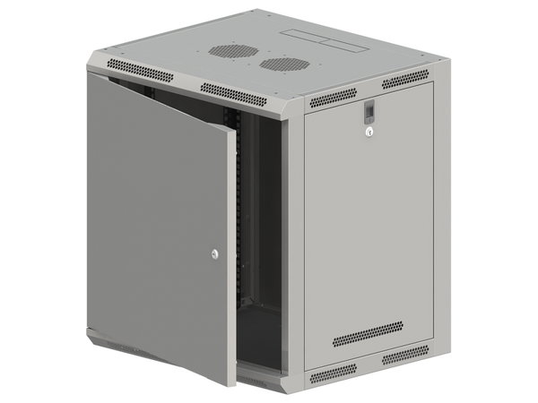 Szafa wisząca 19" 15U 600x500, niedzielona, DRZWI METALOWE jednoskrzydłowe,