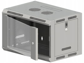 Szafa wisząca 19" 9U 600x600, niedzielona, drzwi szklane jednoskrzydłowe, t
