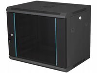 Szafka rack wisząca 19" 9U 600x450, niedzielona, drzwi szklane jednoskrzydł