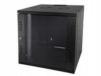Szafa wisząca 15U, STRONG RACK, 600x450, czarna, drzwi szklane, jednoskrzyd