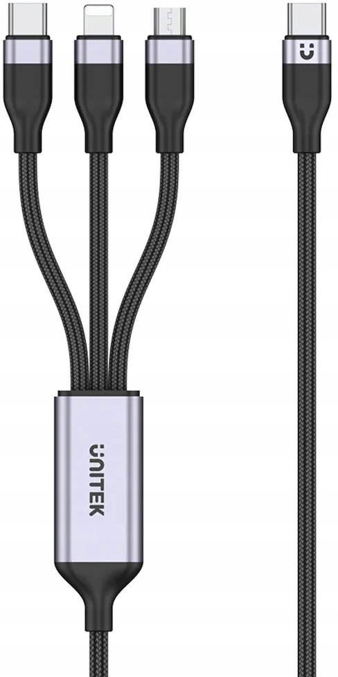 Unitek przewód ładujący USB 3 w 1 czarny