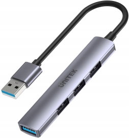 Unitek Hub USB-A 1*USB-A 5 Gbps, 3*USB-A 2.0 alu