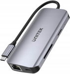 Unitek D1122A01 Aktywny hub USB-C 5Gbps 2x HDMI 4K czytnik kart RJ-45 100W