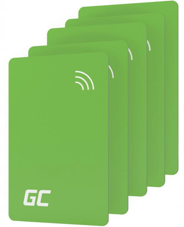 ZESTAW 5 KART DOSTĘPU NFC DO STACJI ŁADOWANIA EV Greencell HabuDen EVGCAKNF