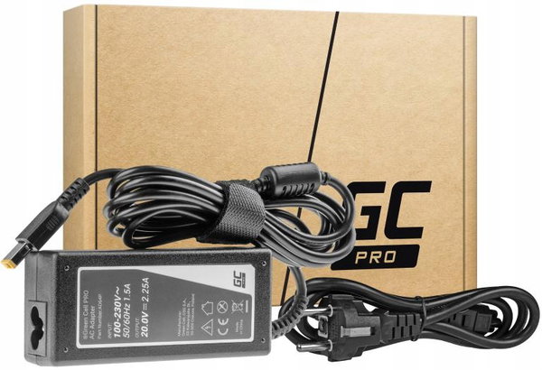 ZASILACZ ŁADOWARKA DO LAPTOPA LENOVO Green Cell PRO AD64P 20V 2,25A 45W Sli