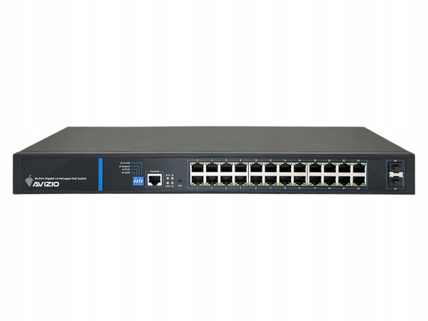 Zarządzalny przełącznik L2 (switch) 24 porty RJ45 PoE 1Gb/s + 2 porty SFP U