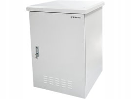 Zewnętrzna szafka rack wisząca 19" 15U 600x600, 4 belki nośne, 4 przepusty