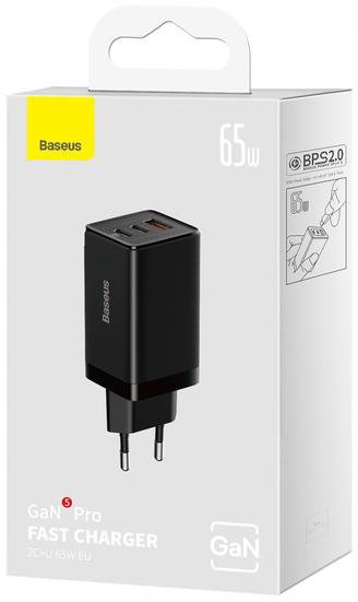 Ładowarka sieciowa Baseus GaN 5 Pro Fast Charger CCGP120201 65W 1x USB-A 2x