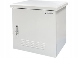 Zewnętrzna szafka rack wisząca 19" 9U 600x450, 4 belki nośne, 4 przepusty k