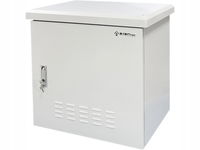 Zewnętrzna szafka rack wisząca 19" 9U 600x450, 4 belki nośne, 4 przepusty k