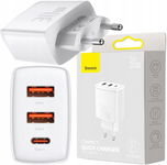 ŁADOWARKA SIECIOWA Baseus Compact Quick Charger CCXJ-E02 30W 2x USB-A 1x US
