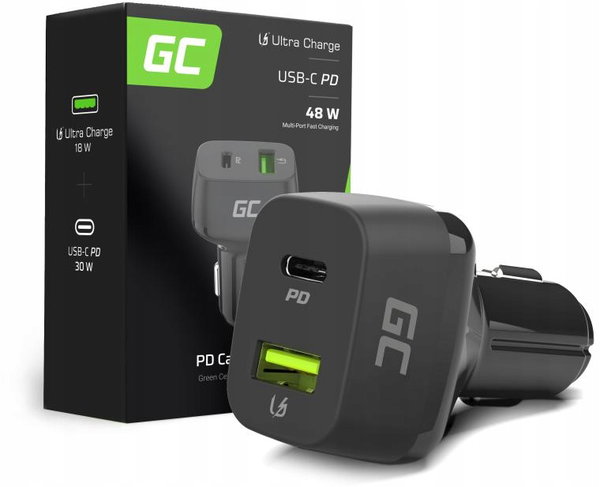 ŁADOWARKA SAMOCHODOWA Green Cell 48W 1x USB-C 1x USB-A Power Delivery 30W