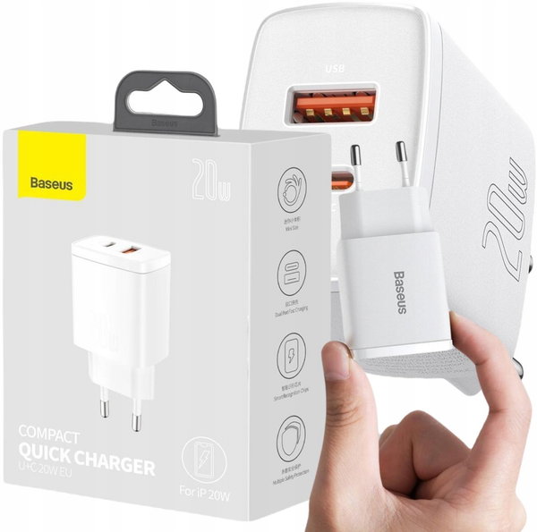 ŁADOWARKA SIECIOWA Baseus Compact Quick Charger CCXJ-B02 20W 1x USB-A 1x US