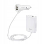Budi Ładowarka samochodowa 4x USB, 41W + rozdzielacz na kablu 1,8m (Biały)
