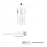 Budi - Ładowarka samochodowa USB + kabel Lightning