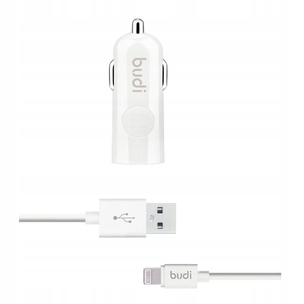 Budi - Ładowarka samochodowa USB + kabel Lightning