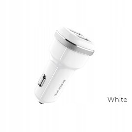 Borofone - ładowarka samochodowa 2x USB, biały