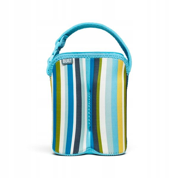 BUILT Bottle Buddy Termoopakowanie do butelek podwójne (Baby Blue Stripe)