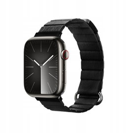 Crong Eclipse - Skórzany pasek magnetyczny Apple Watch 42/44/45/49 mm (czar