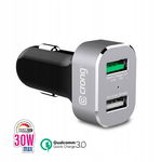 Crong Power Car Charger 30W Ładowarka samochodowa USB QuickCharge 3.0 + USB