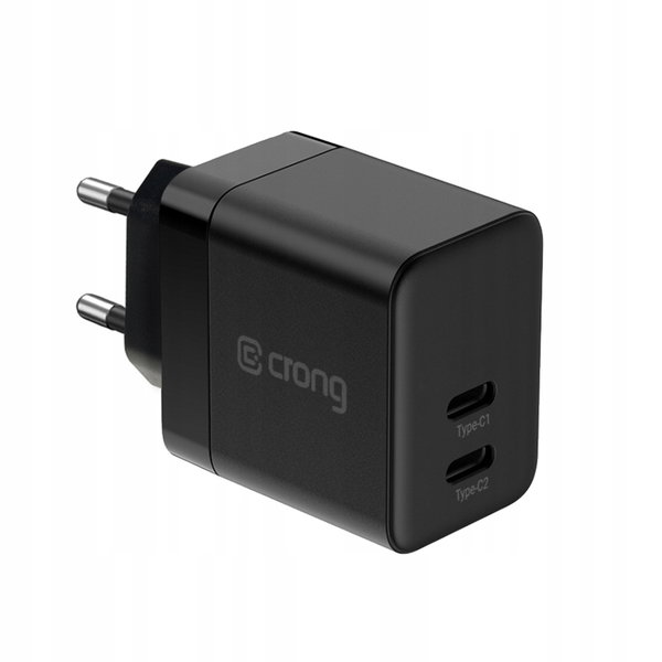 Crong Ultra Compact GaN - Ładowarka sieciowa 2x USB-C 35W PD 3.0 z PPS