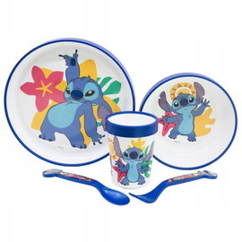 Disney Stitch - Antypoślizgowy zestaw naczyń do mikrofali 5 szt. (talerz, m