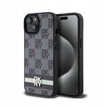 DKNY Leather Checkered Mono Pattern Printed Stripes Etui iPhone 14 15 Plus