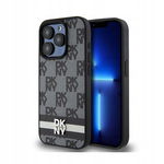 DKNY Leather Checkered Mono Pattern & Printed Stripes - Etui iPhone 15 Pro