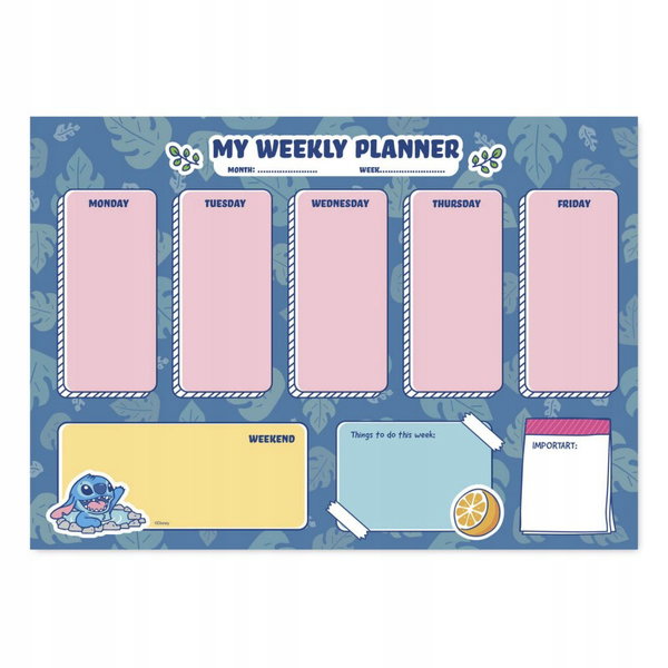 Disney Stitch - Planner tygodniowy 54 strony A4