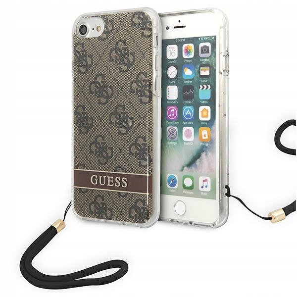Guess 4G Print Cord - Etui ze smyczką iPhone SE 2022 /SE 2020 / 8 / 7