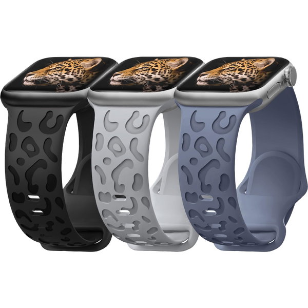 GDBB Zestaw 3 Bransoletek Silikonowych w Panterkę dla Apple Watch 38mm