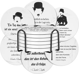 BLOOOK Zestaw Ceramicznych Podkładek Pod Kubek z Charlim Chaplinem