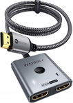 WARRKY PRZEŁĄCZNIK SWITCH SPLITTER HDMI 4K 60Hz HDCP 2.2 HDR kabel 1m