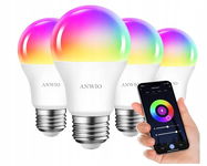 ANWIO Żarówka LED E27 Smart WiFi, żarówka Alexa E27 4 SZT
