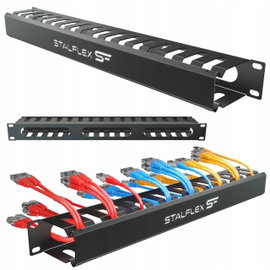Organizer Kabli RACK do Szafy 19'' 1U Organizator Uchwyt na Kable Metalowy