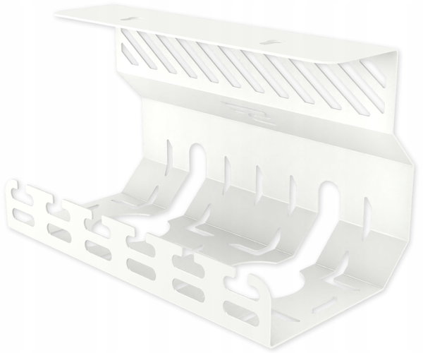 Organizer Kabli pod Blat Biurko Półka na kable 20cm Uchwyt Metalowa Biała