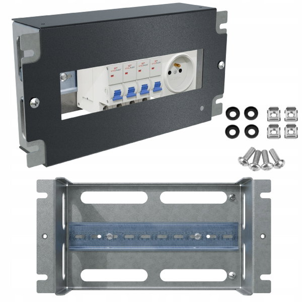 Panel Dystrybucji Napięć RACK 10" 3U/60/22xS DIN TS35/TH35 Czarny Stalflex