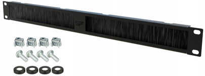 Panel Przelotowy Przepust Kablowy RACK 19" 1U ze Szczotką Czarny Stalflex