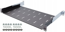 Półka RACK 19" 1U 250mm Regulowana 250-410 mm do Szaf RACK Czarna Stalflex