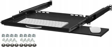 Półka RACK 19" 1U 350 mm Wysuwana pod Mysz i Klawiaturę Czarna Stalflex
