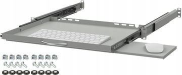 Półka RACK 19" 1U 350 mm Wysuwana pod Mysz i Klawiaturę Szara Stalflex